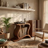 Contemporary Wooden Record Player Stand For Living Decor