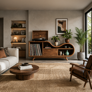 Organic Record Cabinet Undulating Design For Living Room