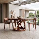 Organic Round Dining Table With Sculptural Leg For Dining Room