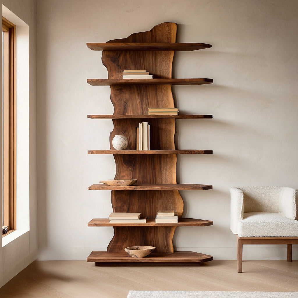 Organic Natural Wooden Standing Shelf For Reading Nook