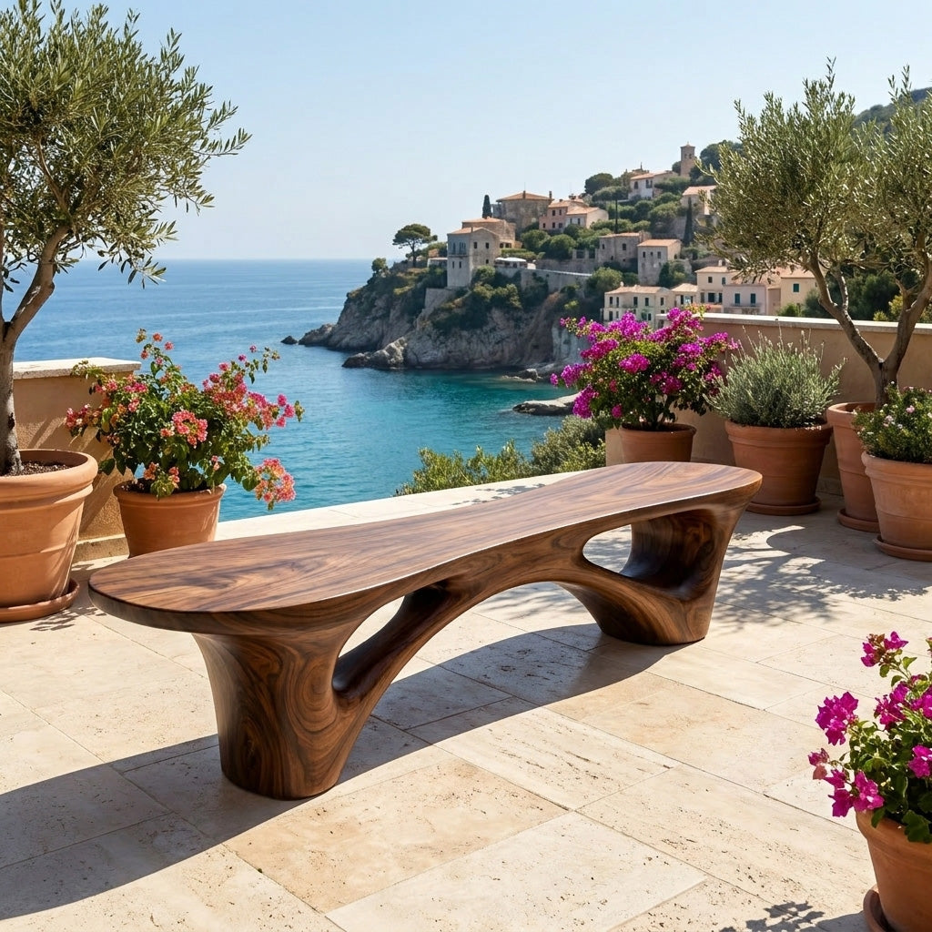 Organic Modern Wooden Bench For Outdoor Garden Patio