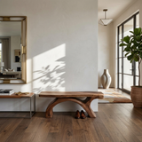 Rustic Bench With Curved Base For Living Room