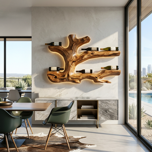 Rustic Live Edge Wine Rack Wall Hanging For Home Interiors