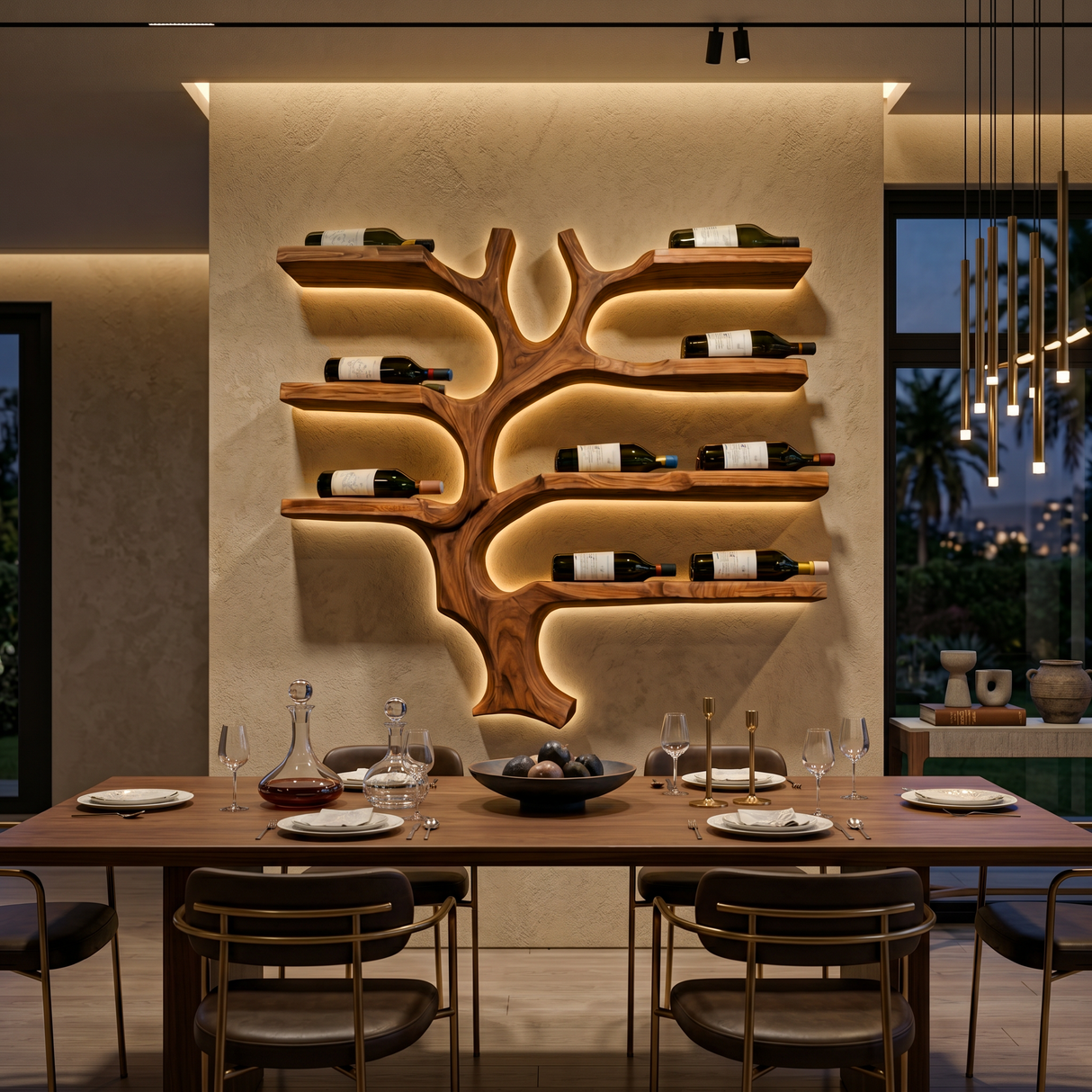 Modern Wall Mounted Branch Wine Holder For Kitchen
