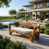 Mid Century Wood Sofa Sculptural Frame For Patio