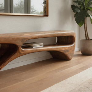 Contemporary Curved Bench For Living Room Or Entryway