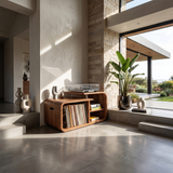 Contemporary Curved Record Player Stand Urban Penthouse