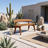 Organic Outdoor Bench With Curved Backrest For Patio