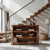 Rustic Console Table With Three Open Shelves For Home