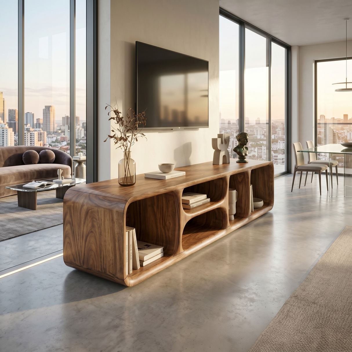 Contemporary Wooden TV Unit Luxury Interior