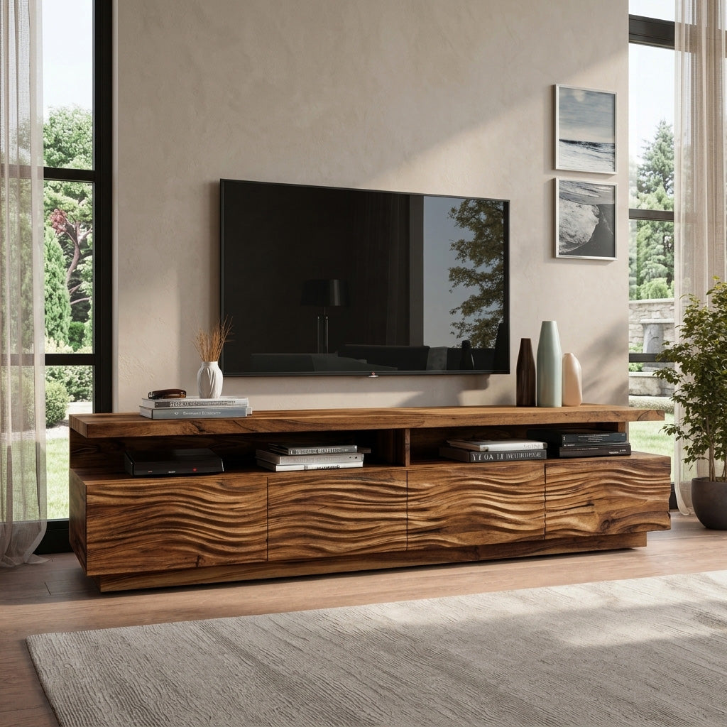 Modern TV Stand With Storage Cabinets For Living Room
