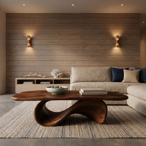 Modern Coffee Table With Organic Curved Base For Living Room