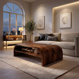 Modern Coffee Table With Flowing Rounded Edge For Living Room