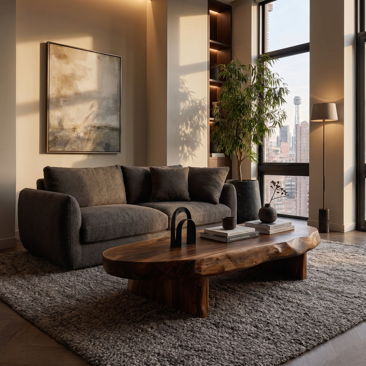 Rustic Coffee Table With Live Edge For Living Room