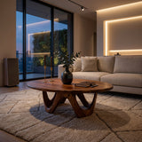 Modern Sculptural Coffee Table With Curved Base For Living Room