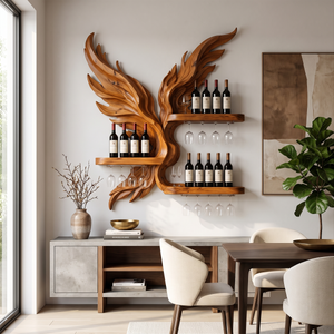 Mid Century Wine Display Rack For Dining Space