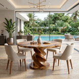 Sculptural Round Bistro Table For Tropical Dining Room