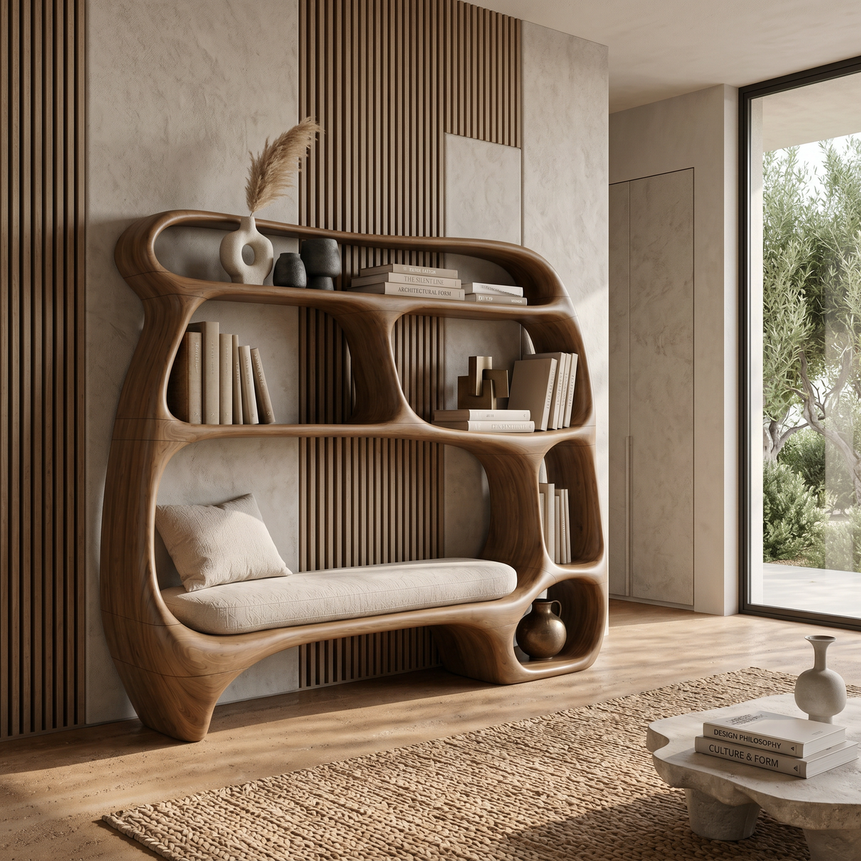 Contemporary Organic Bookshelf For Modern Living Room