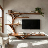 Organic TV Stand With Sculptural Branch Shelves For Living Room