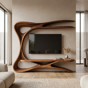Organic TV Stand With Sculptural Frame For Living Room