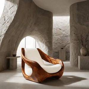 Sculptural Natural Wood Chair For Artistic Living Space