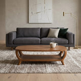 Organic Curved Coffee Table With Shelf For Living Room Decor