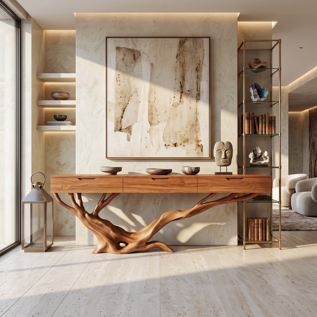 Mid Century Live Edge Entryway Table For Furniture Decor Modern
