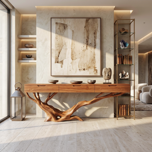 Mid Century Live Edge Entryway Table For Furniture Decor Modern