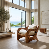 Resort-Inspired Sculptural Lounge Chair with Contemporary Elegance