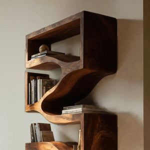 Sculptural Wooden Wall Bookcase For Modern BedRoom