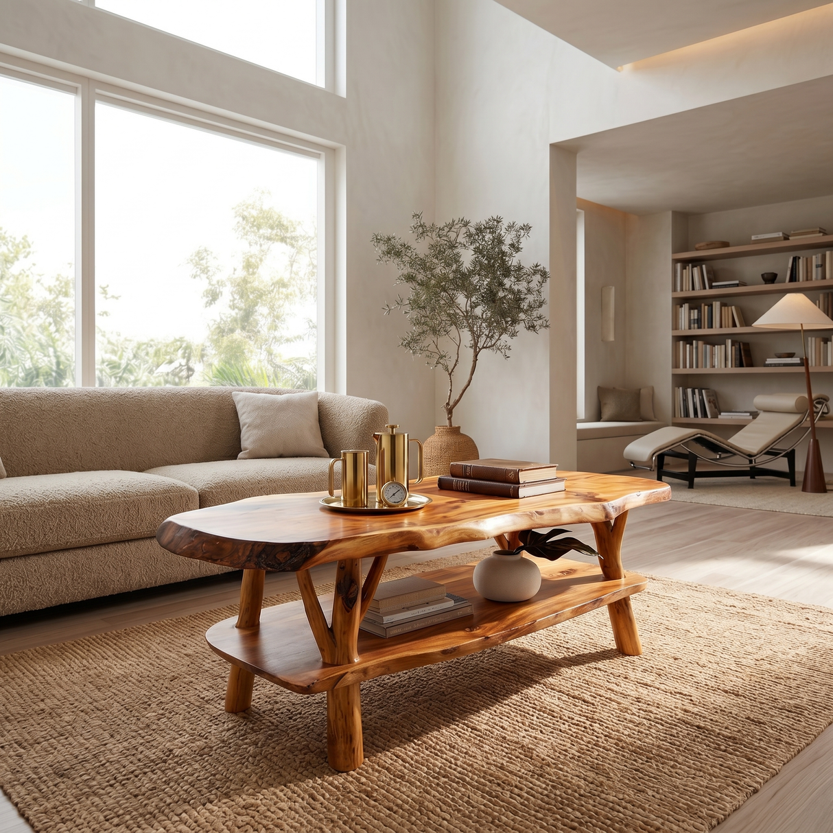 Natural Wood Coffee Table For Studio Lounge