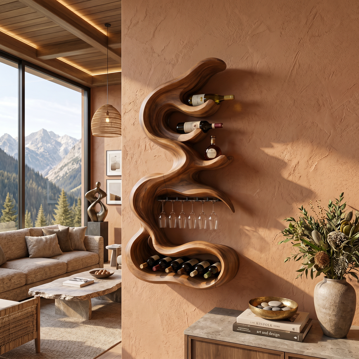 Rustic Artistic Wine Holder For Entertaining Area