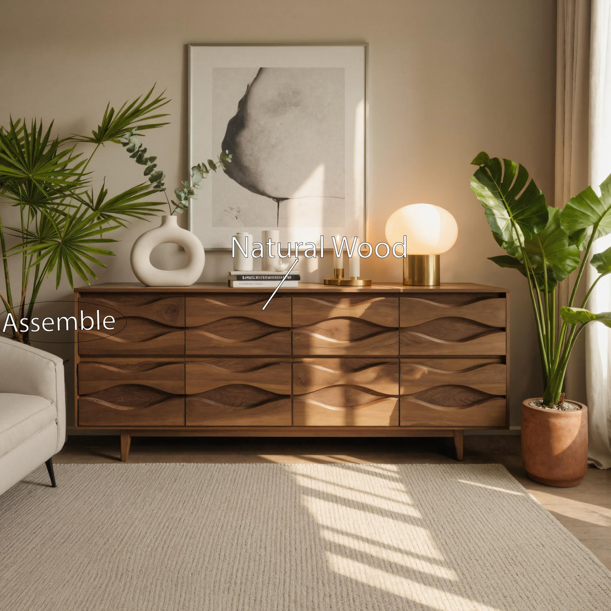 Modern Wave Dresser For Bedroom Or Living Room