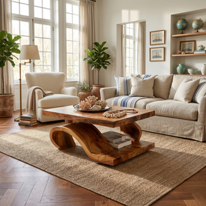 Organic Wood Coffee Table For Modern Lounge