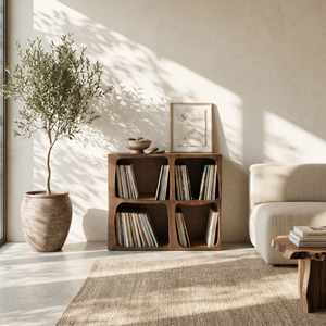 Mid Century Live Edge Record Stand Modern Living Room