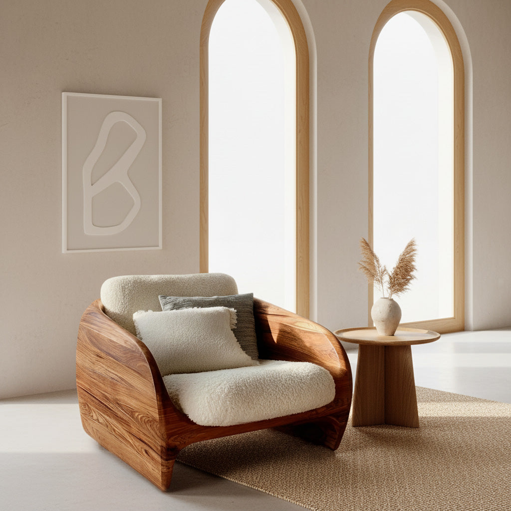 Modern Organic Natural Wood Chair For Cozy Living Room