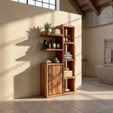 Japandi Open Shelf Storage Cabinet Wellness Suite