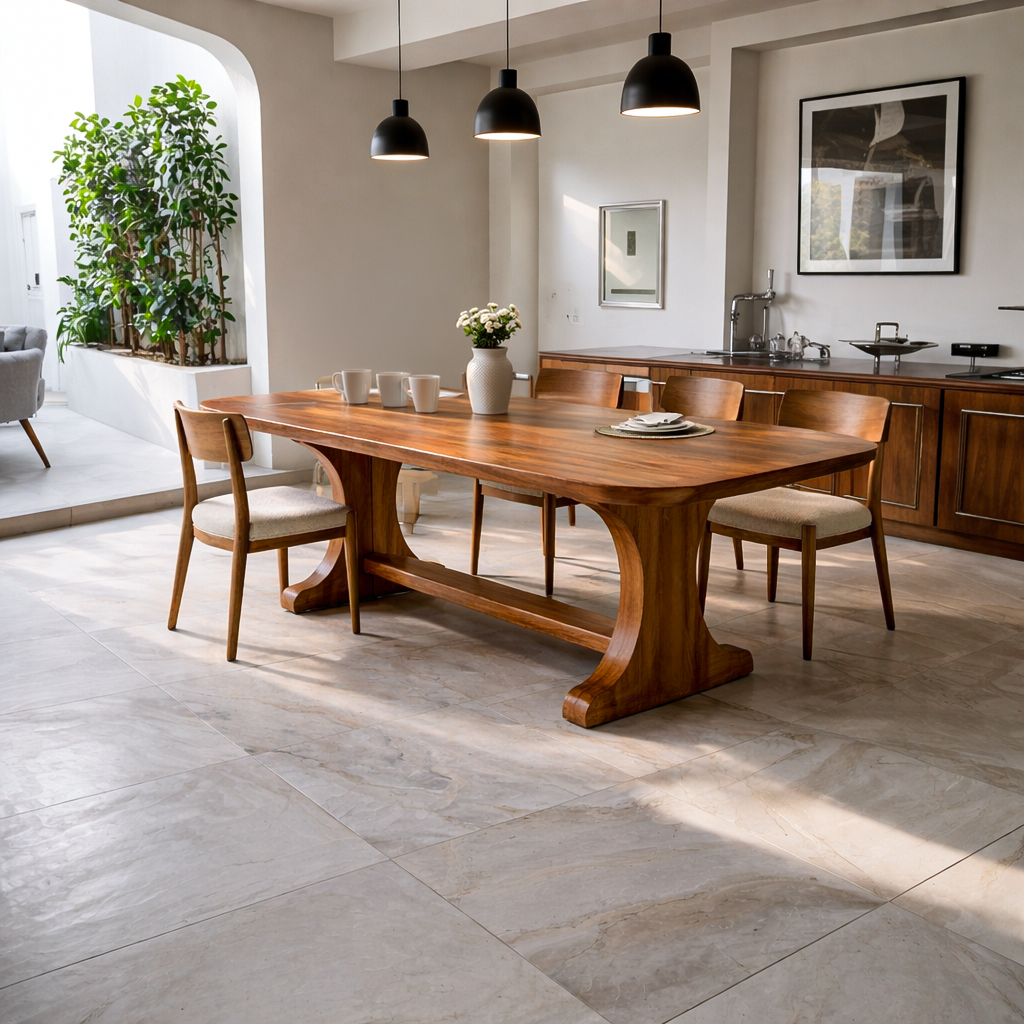 Wooden Dining Table With Farmhouse Style For Dining Room