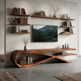 Handcrafted Sculptural Wooden TV Stand For Home Decor