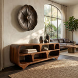 Contemporary Waterfall Wooden Bookshelf For Living Room