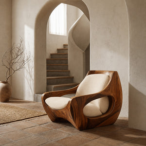 Sculptural Natural Wood Chair For Modern Home Decor
