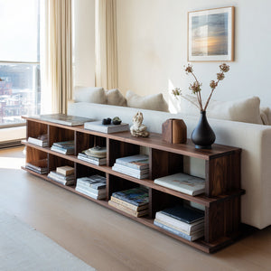 Modern Long Wooden Bookshelf For Living Room Storage