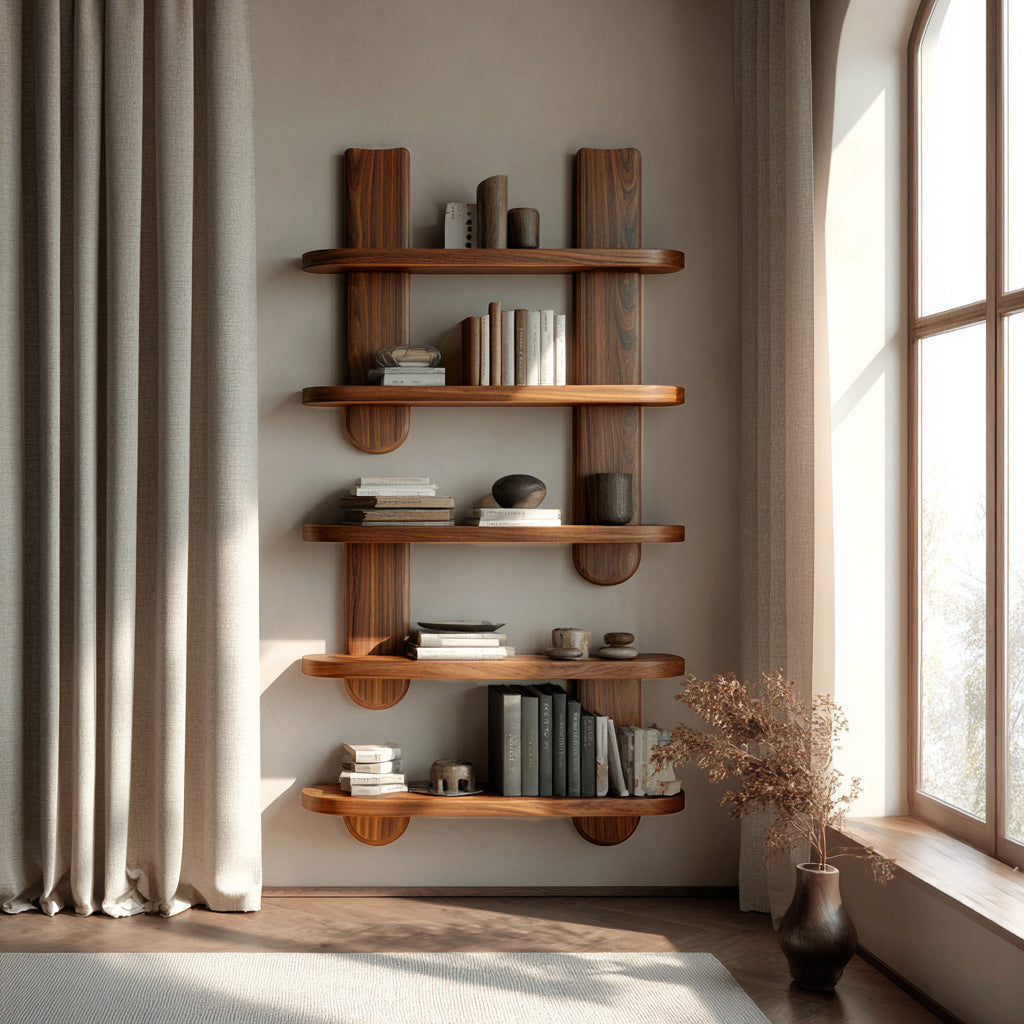 Modern Wooden Wall Mounted Bookshelf For Home Decor