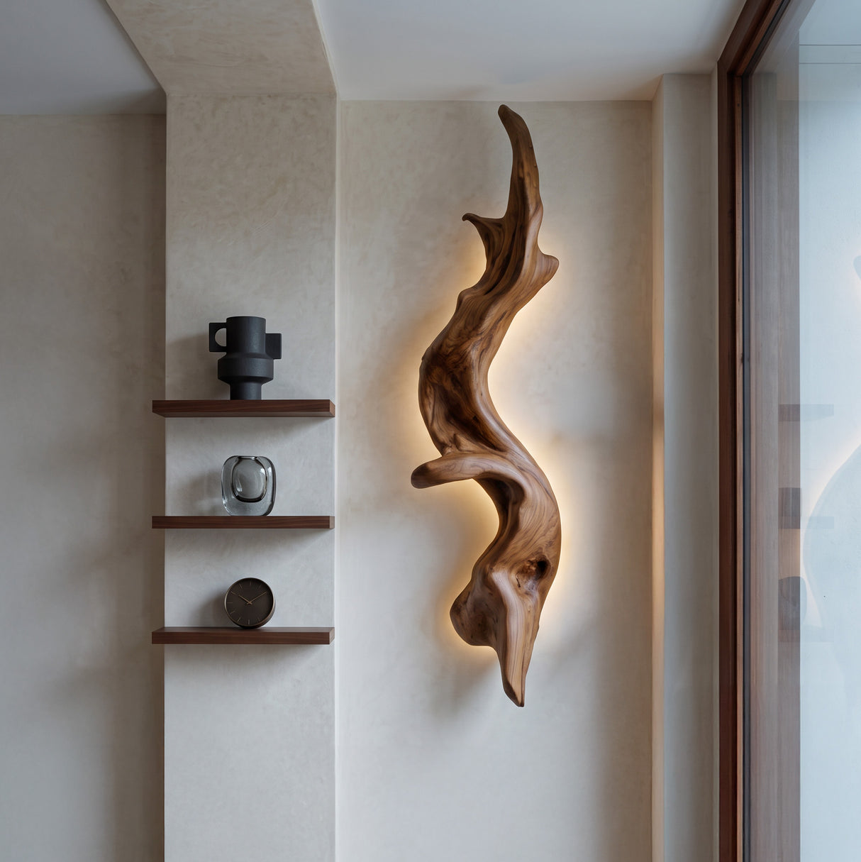 Rustic Organic Wall Lamp Sculpture For Living Room