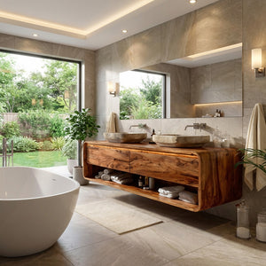 Minimalist Floating Wood Bathroom Vanity For Bathroom Areas