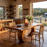 Modern Wooden Dining Table With Curved Base For Living Space