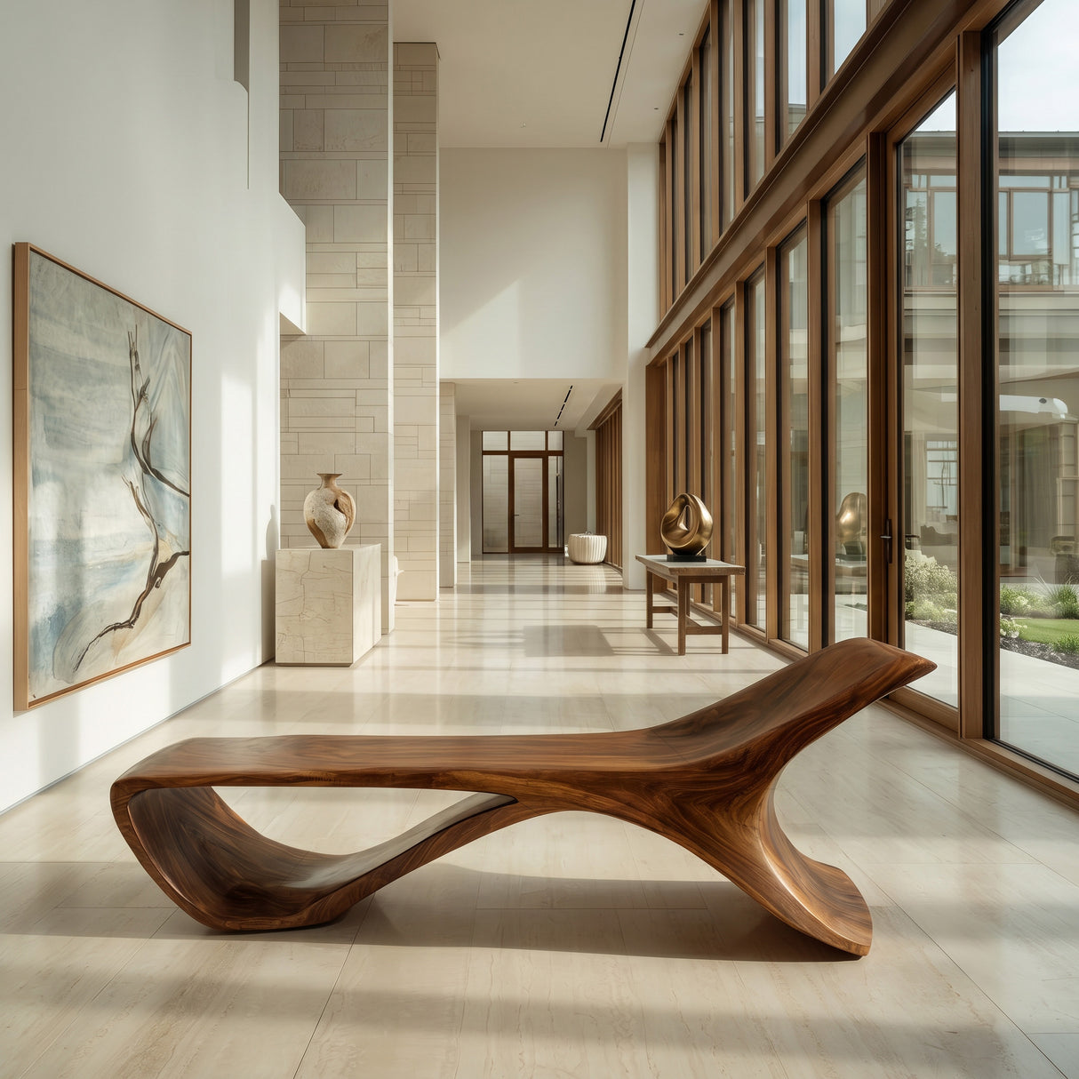 Minimalist Sculptural Bench For Entryway Or Hallway