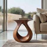 Organic Natural Wood Teardrop Side Table For Living Room Decor