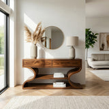 Organic Console Table With Two Curved Sides For Living Room
