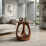 Modern Sculptural Wooden Loop Side Table For Home Decor